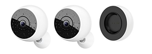 Logitech Circle 2 COMBO PACK: 2 Indoor/Outdoor Weatherproof Wireless Home Security Cameras, 1 extra Rechargeable Battery (Person Detection, 24-Hr Free Time-Lapse), Works with Amazon Alexa and Google Assistant
