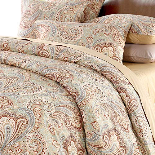 Book Cover Luxury Paisley Bedding Design 800 Thread Count 100% Cotton 3Pcs Duvet Cover Set,King Size,Khaki