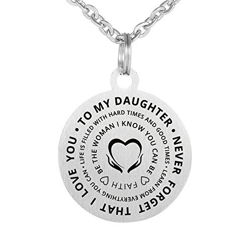 CraDiabh Family Friend to My Daughter Necklace Love Stainless Waterproof Chains Birthday Necklace Gift Daughter