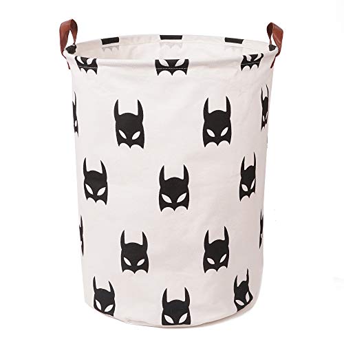 Book Cover Dirty Clothes Laundry Storage Basket for Bedroom Bathroom Kids Linen Cotton White and Black Superhero 15.7