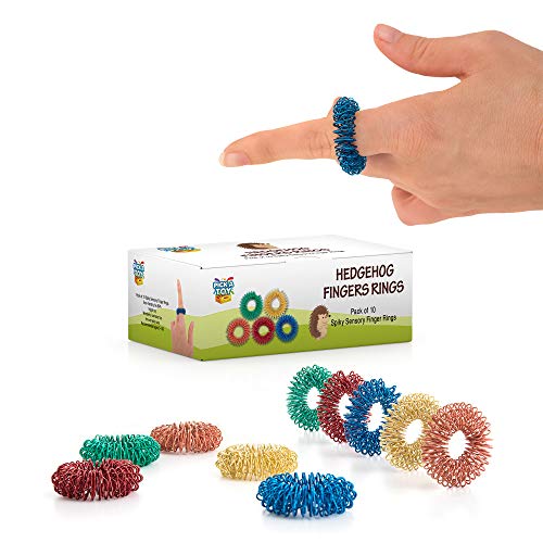 Book Cover Stress Relief Fidget Sensory Toys Set –10 Small Quiet Metal Antistress Fingers Rings for Men, Women, Adults, Teens & 5+ Children – Ideal for People with OCD, ADHD, ADD & Autism Sensory Desk Games