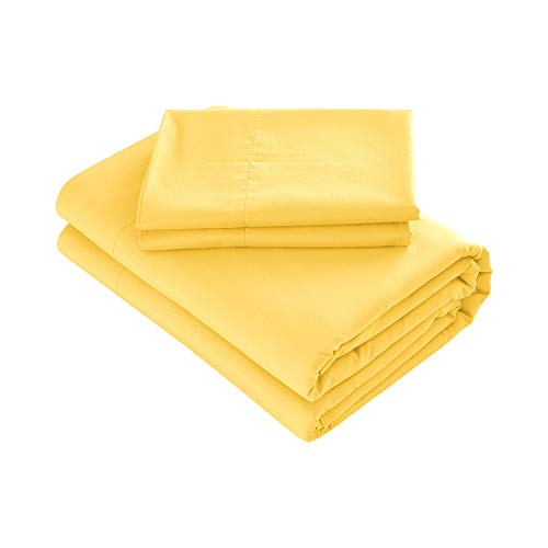 Book Cover Prime Bedding Bed Sheets - 4 Piece Full Size Sheets, Deep Pocket Fitted Sheet, Flat Sheet, Pillow Cases - Bright Yellow