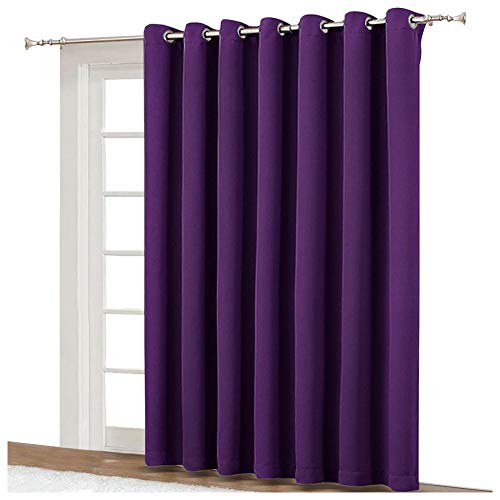 Book Cover NICETOWN Insulated Sliding Door Curtain - Wide Thermal Blackout Patio Door Curtain Panel, Sliding Door Drapes/Draperies with Grommet Top (Royal Purple, W100 x L84)