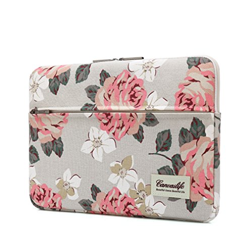Book Cover Canvaslife Pink Rose Pattern 13 inch Canvas Laptop Sleeve with Pocket 13 inch 13.3 inch Laptop 13 case13 Sleeve