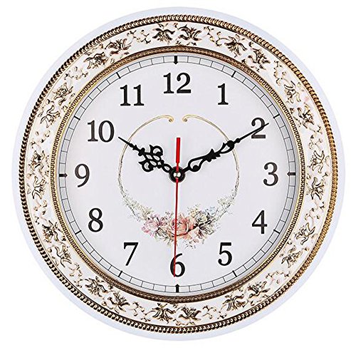 Book Cover Tebery Silent Modern Quartz Flower Design Decorative Wall Clock Non-Ticking Digital 11-Inch Clock (White)