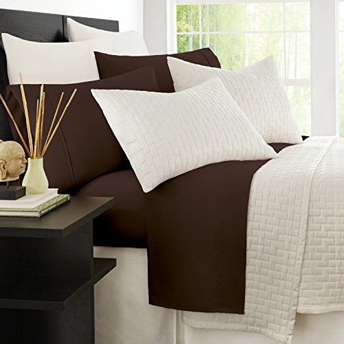 Book Cover Zen Bamboo 1800 Series Luxury Bed Sheets - Eco-Friendly, Hypoallergenic and Wrinkle Resistant Rayon Derived from Bamboo - 4-Piece - California King - Brown