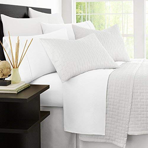 Book Cover Zen Bamboo 1800 Series Luxury Bed Sheets - Eco-Friendly, Hypoallergenic and Wrinkle Resistant Rayon Derived from Bamboo - 4-Piece - Queen - White