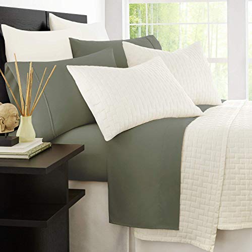 Zen Bamboo Luxury 1500 Series Bed Sheets - Eco-friendly, Hypoallergenic and Wrinkle Resistant Rayon Derived From Bamboo - 4-Piece Queen / Olive