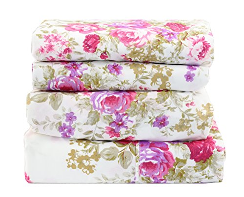 jaycorner 1800 Series Super Soft Egyptian Comfort Brushed Microfiber Sheet Set - Wrinkle Free/Long Lasting Color,Resistant to Allergens, Moisture & Odors (Red Red Rose, Queen Size)