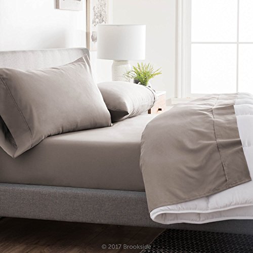 BROOKSIDE - Microfiber Sheet Set - Soft and Cozy - Hypoallergenic - Easy Care Fabric - Stain and Wrinkle Resistant - Split California King - Sandstone