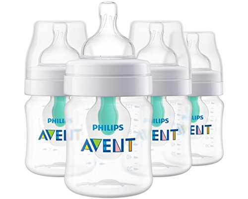 Book Cover Philips Avent Anti-colic Baby Bottle with AirFree vent 4 Oz 4pk, SCF400/44