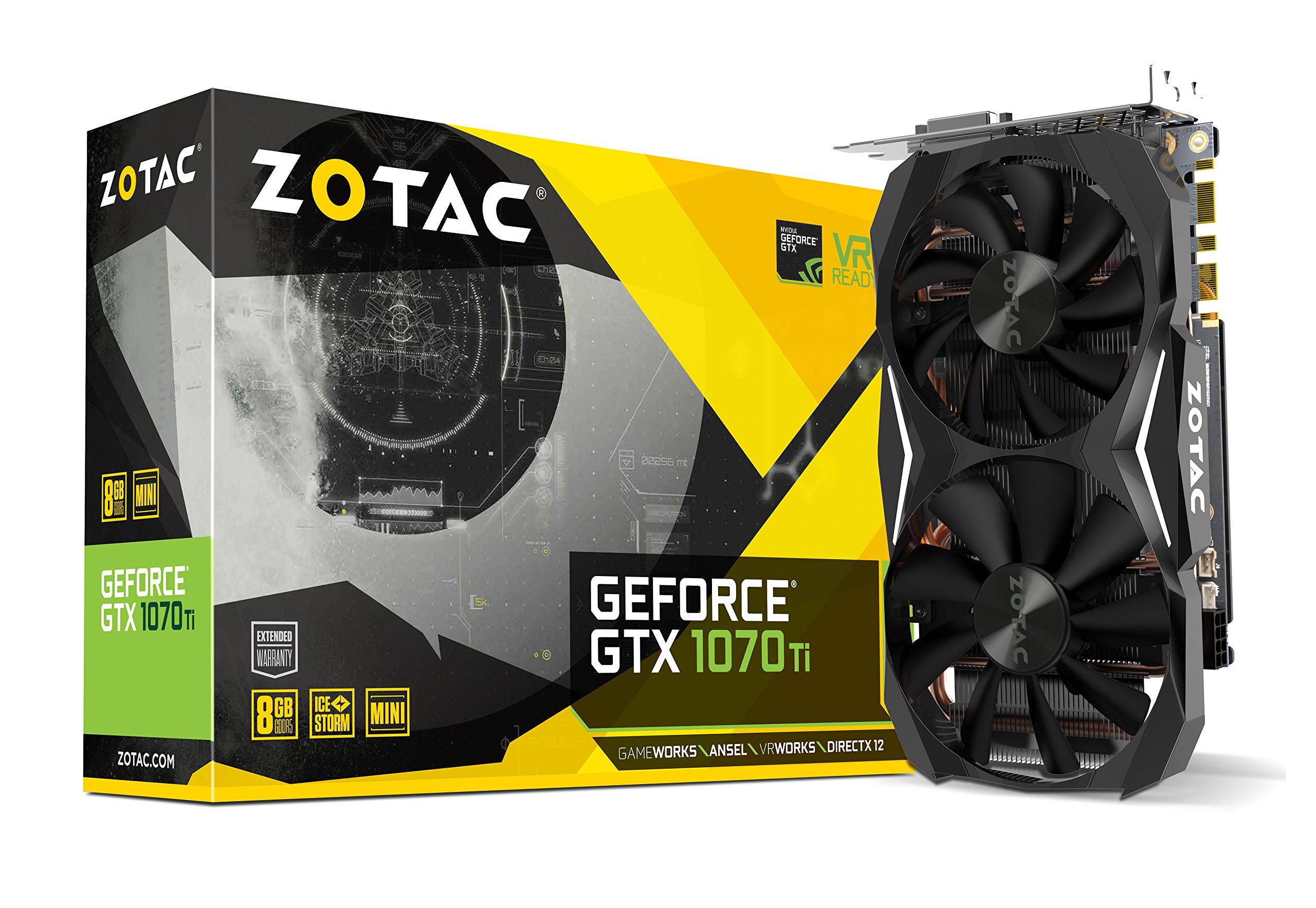 ZOTAC GeForce GTX 1070 Ti MINI 8GB GDDR5 256-bit Super Compact Gaming Graphics Card IceStorm Cooling, Metal Backplate, LED Lit ZT-P10710G-10P