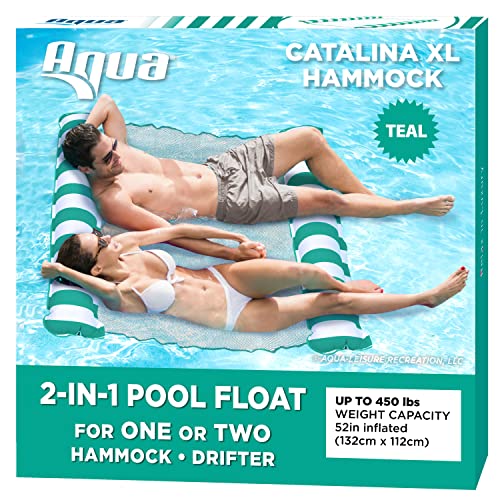 Aqua Original 4-in-1 Monterey Hammock Pool Float & Water Hammock – Multi-Purpose, Inflatable Pool Floats for Adults – Patented Thick, Non-Stick PVC Material