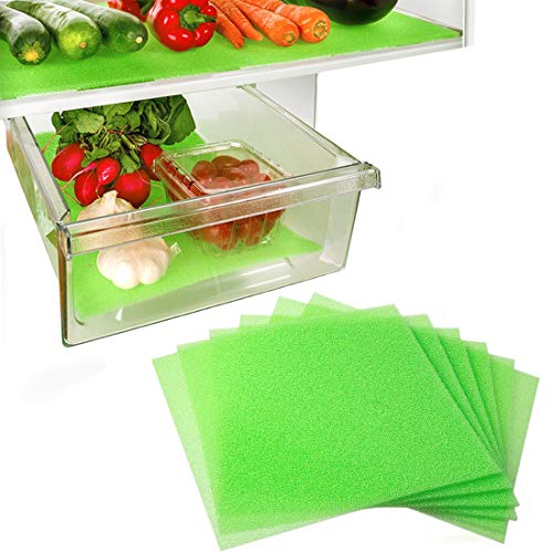 Book Cover Dualplex Fruit & Veggie Life Extender Liner for Fridge Refrigerator Drawers, 12 x 15 Inches (6 Pack) â€“ Extends The Life of Your Produce & Prevents Spoilage