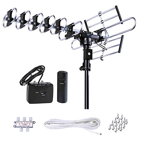 Book Cover FiveStar Outdoor HD TV Antenna Strongest Up to 200 Miles Long Range with Motorized 360 Degree Rotation, UHF/VHF/FM Radio with Infrared Remote Control Advanced Design Plus Installation Kit