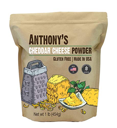Book Cover Anthony's Premium Cheddar Cheese Powder, 1 lb, Batch Tested and Verified Gluten Free, No Artificial Colors, Keto Friendly