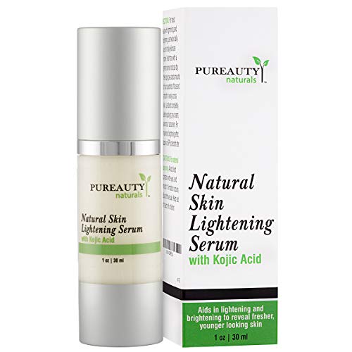 Skin Lightening Cream Dark Spot Corrector - Brightening Serum for Face, Underarm, Inner Thighs, Bikini Areas with Kojic Acid and Jojoba Oil by Pureauty Naturals