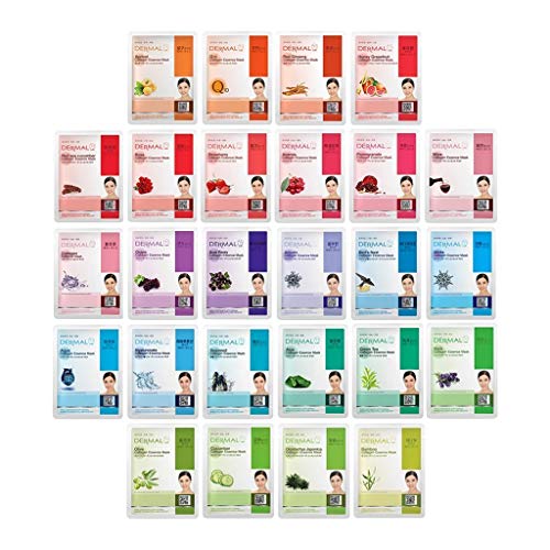 DERMAL 26 Red & Green Combo Pack Collagen Essence Full Face Facial Mask Sheet - The Ultimate Supreme Collection for Every Skin Condition Day to Day Skin Concerns