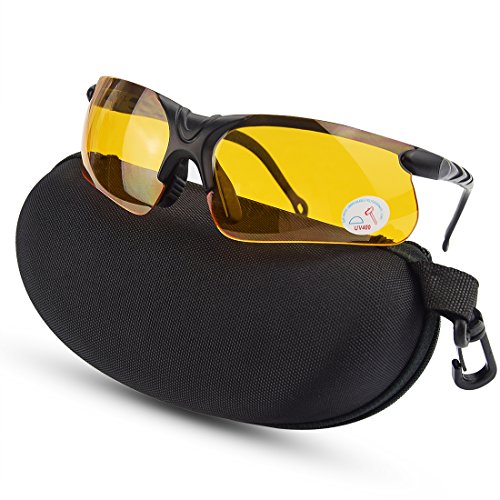 Book Cover Xaegistac Shooting Glasses with Case Anti Fog Hunting Safety Glasses for Men Women (Yellow)