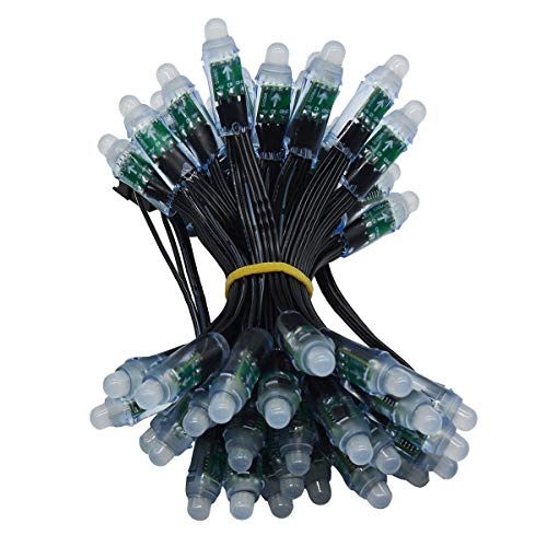 WESIRI WS2811 Diffused Digital RGB LED Pixel Lights Black Wire Individually Addressable Round DIY LED Pixels Module IP68 Waterproof DC5V 50pcs/Set