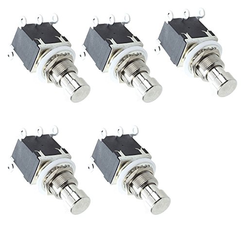 ESUPPORT 6Pin DPDT Latching Stomp Foot Switch Pedal Guitar Push Button Metal True Bypass AC 250V/2A 125V/4A Pack of 5