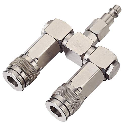 Book Cover FIXSMITH Air Hose Connector- 3pc Swivel Dual Air Coupler Kit, 2 Way Air Hose Splitter,1/4 in NPT,Compressor Swivel 360 Degrees Connectors.
