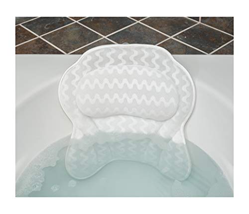 Luxurious Bath Pillow for Women & Men :: Ergonomic Bathtub Cushion for Neck, Head & Shoulders :: with QuiltedAir Mesh for Breathable Comfort :: Includ