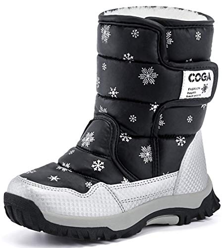 DADAWEN Girls Boys Snow Boots Winter Outdoor Waterproof Slip Resistant Cold Weather Shoes (Toddler/Little Kid/Big Kid)