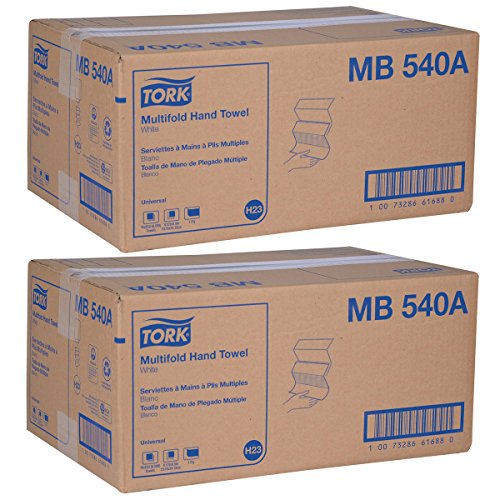 Tork Universal MB540A Multifold Paper Hand Towel, 1-Ply, 9.5" Width x 9.13" Length, White 2 Cases (16 Packs)