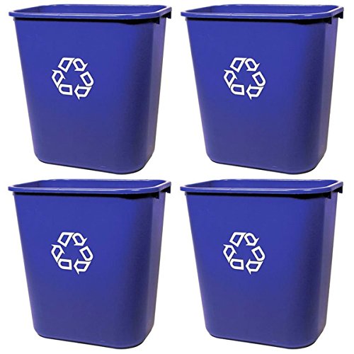 Book Cover Rubbermaid FG295673 Blue Medium Deskside Recycling Container with Universal Recycle Symbol, 28-1/8 qt Capacity, 14.4
