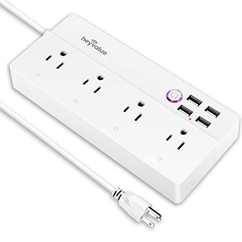 Book Cover Smart Power Strip, Wifi Surge Protector, Voice Control with Alexa & Google Home, 4 AC Outlets 4 USB Port with 6-Foot Cord, App Control Appliances, Individual Control, Timing Schedule, No Hub Required