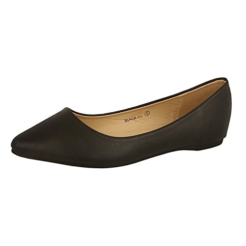 Guilty Shoes Womens Pointy Toe Ballet Slip On Flats - Classic Casual Comfortable Flats - Many Colors to Choose