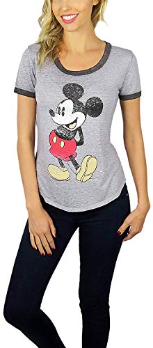 Disney Womens Mickey Mouse Burnout Ringer Tee