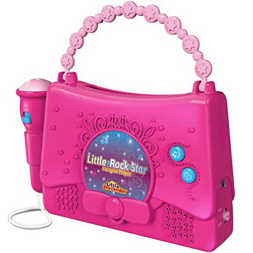 Kids Karaoke Machine for Girls - Little Rock Star Music Player - 10 Programmed Songs - iPod Holder - AUX Cable and Batteries Included
