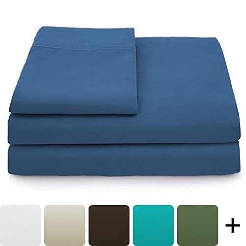 Book Cover Cosy House Collection Luxury Bamboo Bed Sheet Set - Hypoallergenic Bedding Blend from Natural Bamboo Fiber - Resists Wrinkles - 4 Piece - 1 Fitted Sheet, 1 Flat, 2 Pillowcases - Cal King, Royal Blue