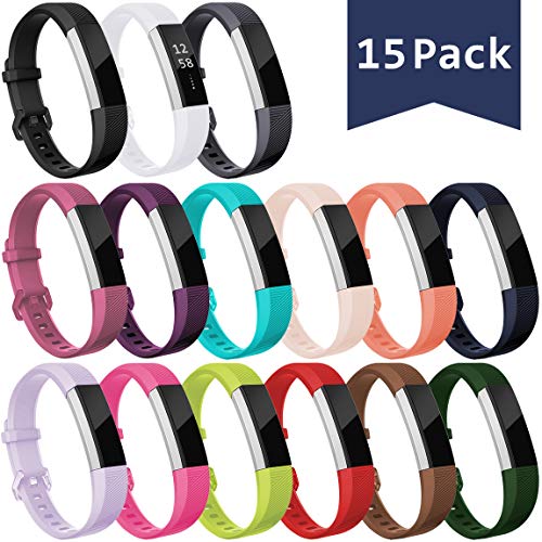Maledan Bands Compatible with Fitbit Alta/Alta HR and Fitbit Ace, Classic Replacement Accessories Sport Wristband Band for Fitbit Alta HR/Alta/Ace, 15 Pack, Large