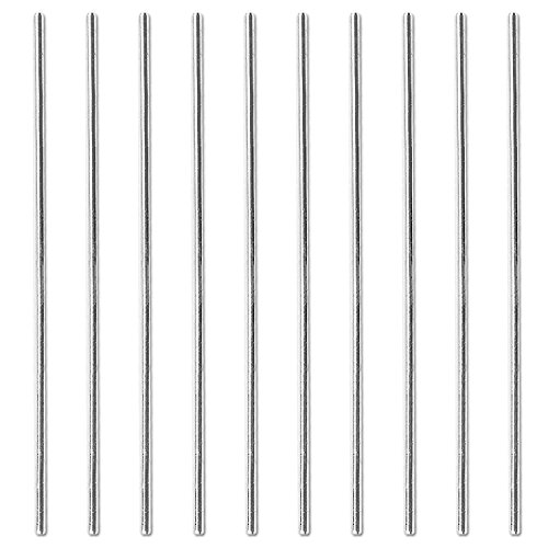 Sutemribor 2mm x 100mm Model Straight Metal Round Shaft Rods, 10 Pieces
