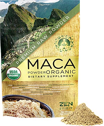 Book Cover Maca Root Powder Organic - Peruvian Root Premium Grade Superfood (Raw) - USDA & Vegan Certified - 226.7g (8oz) - Perfect for Breakfast, Smoothies, Baking & Ice Cream.