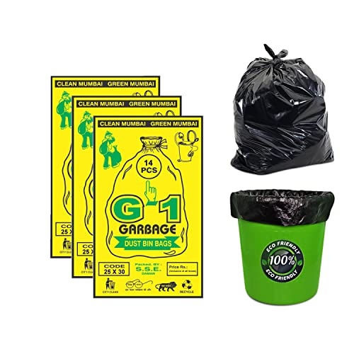 Book Cover G1 Garbage Bag | Large Size Garbage Bag | Disposable Garbage Trash Bag | Waste Dustbin Bags | 63cm x 76cm | 25X30 | Dry and Wet | For Home Kitchen |