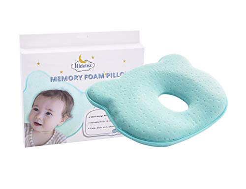 Hidetex Baby Pillow â€“ Anti Flathead Baby Pillow for Your Newborn, Prevent Flat Head & Baby Head Shaping Pillow with Memory Foam(0-12 Months)(Blue)