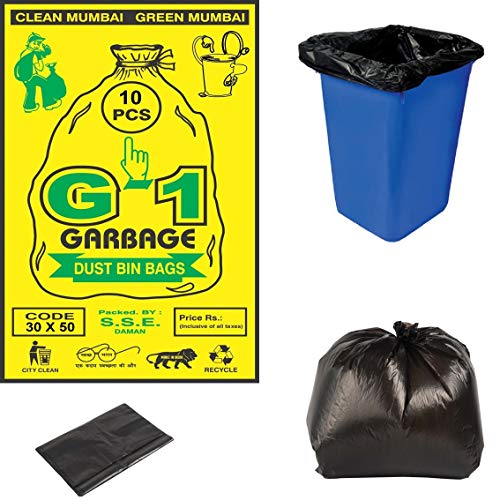 Book Cover G-1 50 Pcs Jumbo Disposable Garbage Trash Waste Dustbin Bags | XX Large | 76cm x 127cm | 30X50 | For Home Office Park Malls Hospitals |