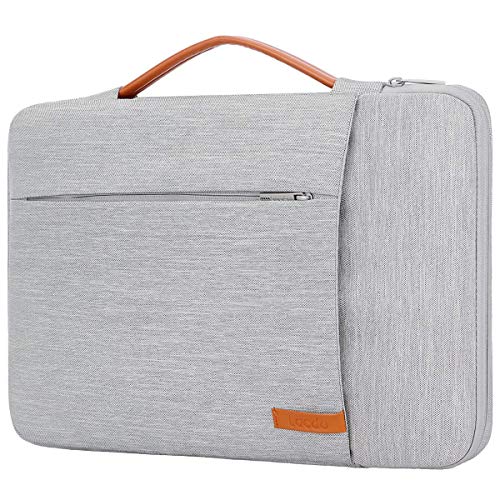 Book Cover Lacdo 360° Protective Laptop Sleeve Case Briefcase Compatible 15.6 Inch Acer Aspire, Predator, Toshiba, Inspiron, ASUS P-Series, HP Pavilion, Chromebook Notebook Bag, Water Repellent, Light Gray