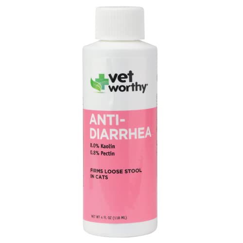 Vet Worthy Anti-Diarrhea for Cats - Cat Supplement to Help Relieve Diarrhea, Stomach Upset, and Discomfort - Pet Digestive Health Support with Kaolin and Pectin - 4oz