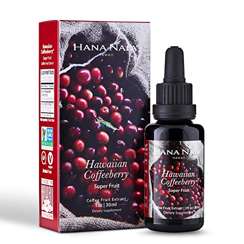 Book Cover Hana Naia Coffee Fruit Extract, Brain Booster and Brain Health Supplement, Fast Acting BDNF Neurofactor Supplement, 100% Pure Hawaiian Coffee Berry Extract, Non-GMO | 30ml