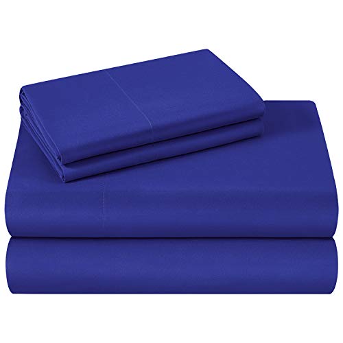 HOMEIDEAS Bed Sheets Set Extra Soft Brushed Microfiber 1800 Bedding Sheets - Deep Pocket, Wrinkle & Fade Free - 4 Piece(Queen,Royal Blue)