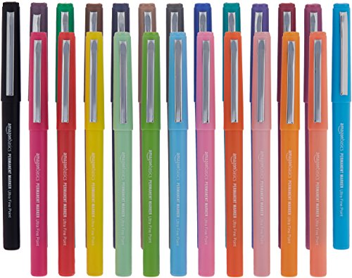AmazonBasics Ultra Fine Point Permanent Marker, Assorted Colors, 24 Count