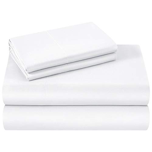 Book Cover HOMEIDEAS Bed Sheets Set Extra Soft Brushed Microfiber 1800 Bedding Sheets - Deep Pocket, Wrinkle & Fade Free - 4 Piece(Queen,White)