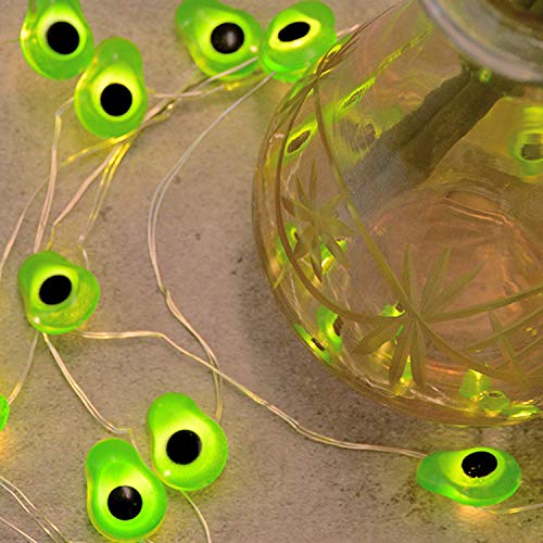 Brooklyn Lighting Company 12 Foot LED Wire Lights Strip with 36 Avocado Shaped Bulbs Battery Operated String Lights (12FT, Avocado)