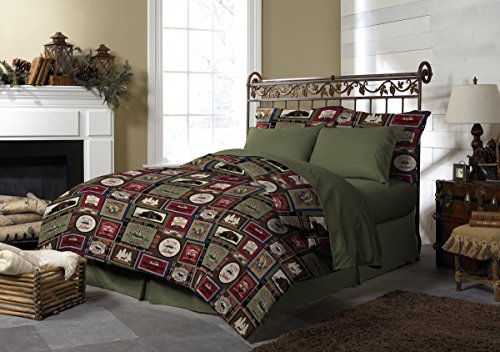 Book Cover Pine Creek Morgan Home Reversible Comforter Set Including Shams - Premium Luxury Bed Spread, Rustic Southwestern Style Perfect for Hunters, Cabins and Lodges (Forest Lodge, Twin)