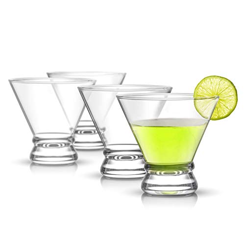 JoyJolt Afina Stemless Martini Glasses Set of 4, 8.5oz Liquor Drinking Glasses for Cocktail and Margarita, Bar Glass Cups, Glass Dessert Cups